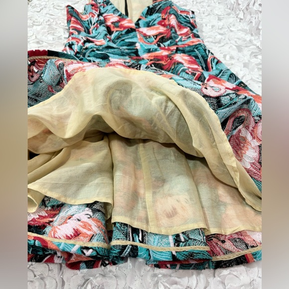 Elle Sasson Flamingo Tropical Print Dress, Size 2US/34UK A-Line Retails $995 - Picture 9 of 12